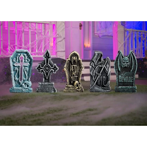 Halloween sírkő dekoráció szett, 5 db-os