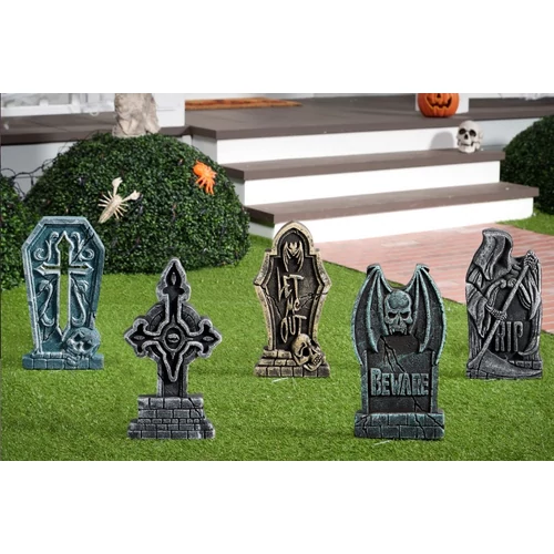 Halloween sírkő dekoráció szett, 5 db-os