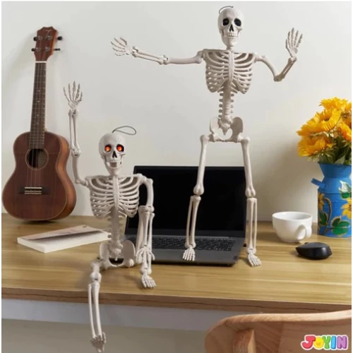 Halloween csontváz világító szemekkel, mozgatható testrészekkel, 60 cm