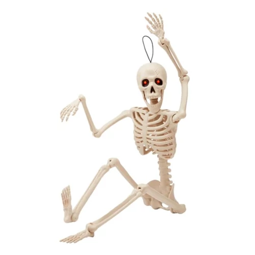 Halloween csontváz világító szemekkel, mozgatható testrészekkel, 60 cm