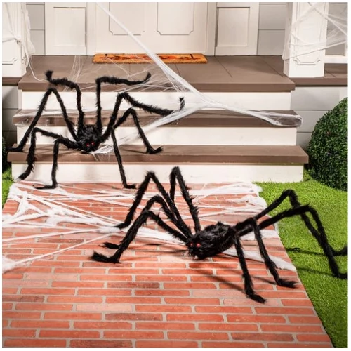Halloween hatalmas szőrös pók vörös szemekkel, 160 cm 