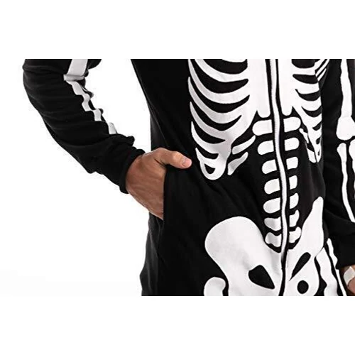 Spooktacular csontváz overál plüss unisex felnőtt jelmez / pizsama, S