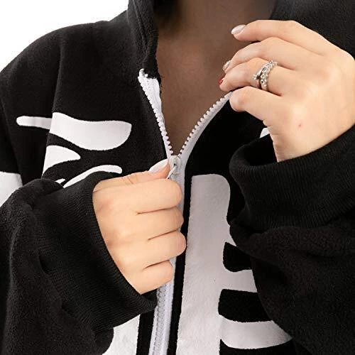 Spooktacular csontváz overál plüss unisex felnőtt jelmez / pizsama, S