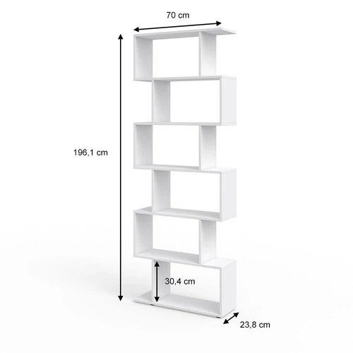 Vicco Levio térelválasztó 6 rekesszel, fehér, 70x196,1x24 cm B kat.