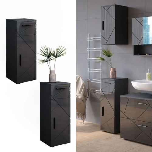 Vicco Irma midi szekrény, 81 cm, magasfényű antracit