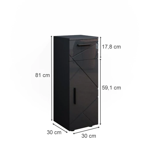 Vicco Irma midi szekrény, 81 cm, magasfényű antracit
