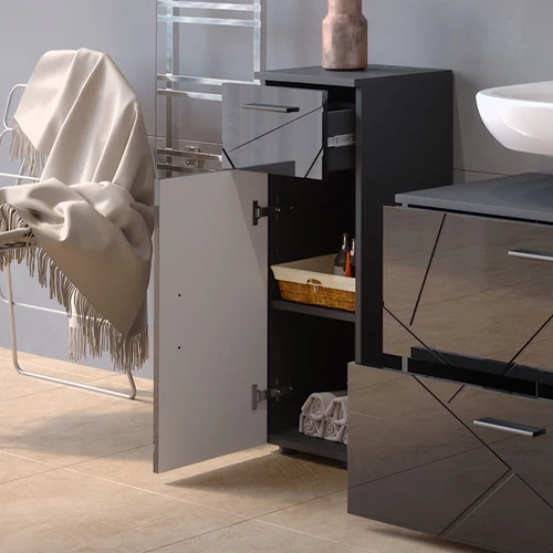 Vicco Irma midi szekrény, 81 cm, magasfényű antracit