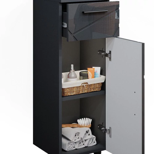 Vicco Irma midi szekrény, 81 cm, magasfényű antracit