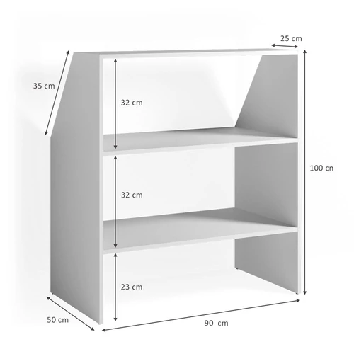 Vicco polc tetőtérbe, fehér, 90 cm