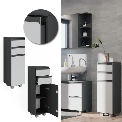 Vicco J-Shape midi szekrény, 95 cm, antracit-fehér