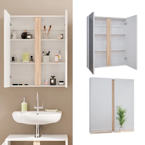 Vicco Gloria tükrös szekrény, 70 cm, fehér