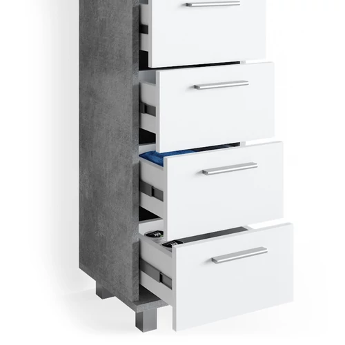 Vicco Ilias midi szekrény, beton / fehér, 95 cm