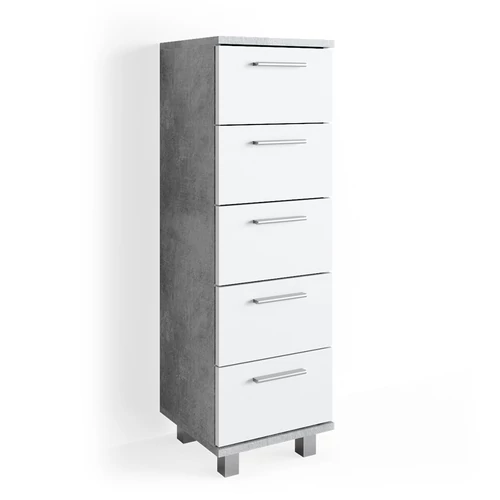 Vicco Ilias midi szekrény, beton / fehér, 95 cm