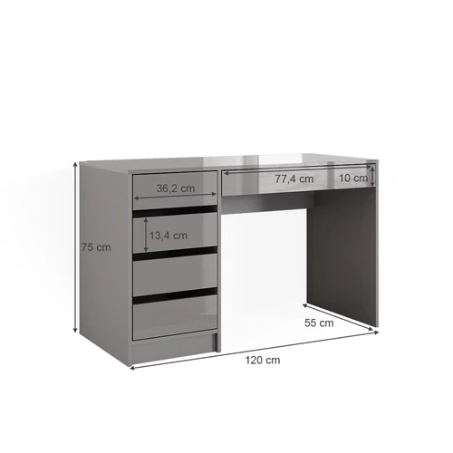 Vicco Sherry fésülködőasztal, 120 cm, szürke-magasfényű szürke, B. kategória