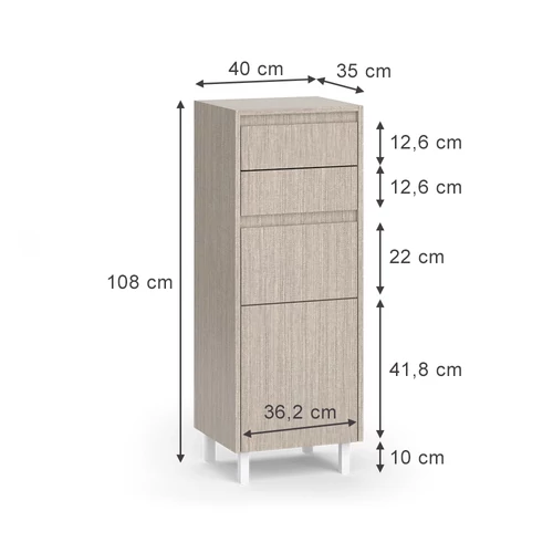 Vicco Arianna midi szekrény, 108 cm, greige