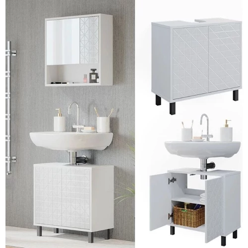 Vicco Agasta mosdószekrény, 56 cm, magasfényű fehér