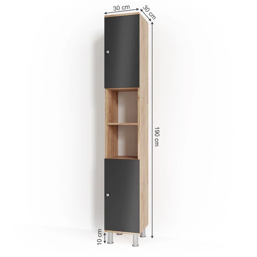 Vicco Fynn magas álló szekrény, tölgy / antracit, 190 cm 