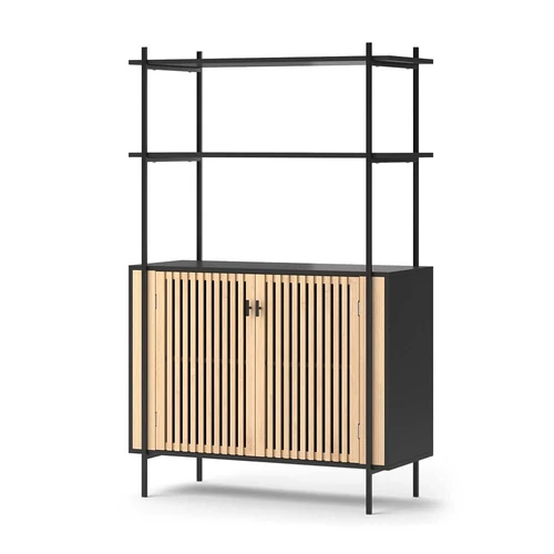 Vicco bambusz-fém tárolópolc, könyvespolc, 90 cm