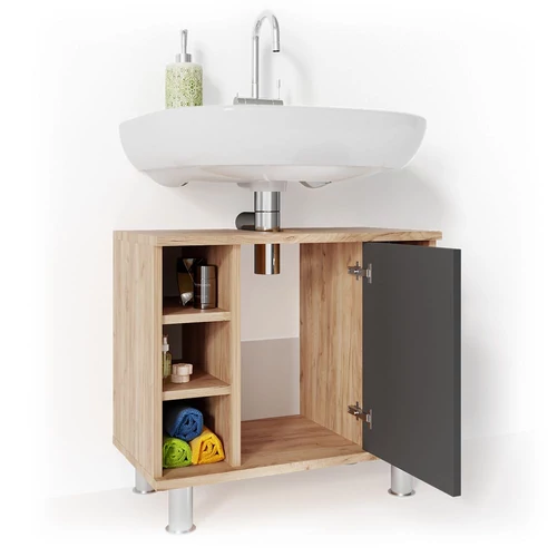 Vicco Fynn mosdószekrény, 60 cm, antracit/tölgy