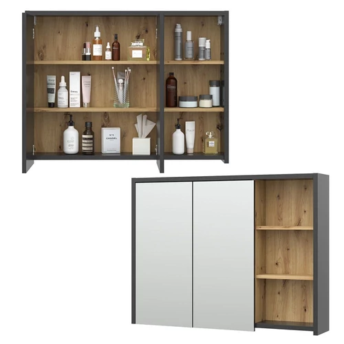 Vicco Viola tükrös szekrény 100x75 cm, antracit/tölgy