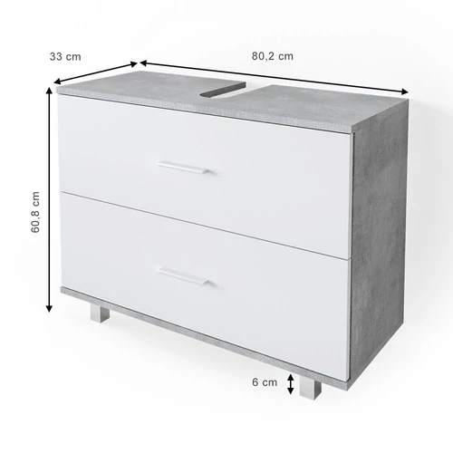 Vicco Ilias mosdószekrény, 80 cm, beton-fehér