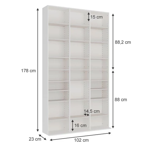 Vicco Anna CD, DVD polc, fehér, 102x178x23 cm