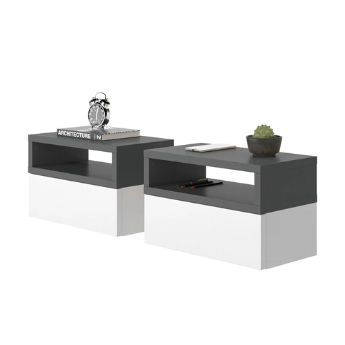 Vicco Urbano éjjeliszekrény szett, 2 db, fehér-antracit, 45 cm