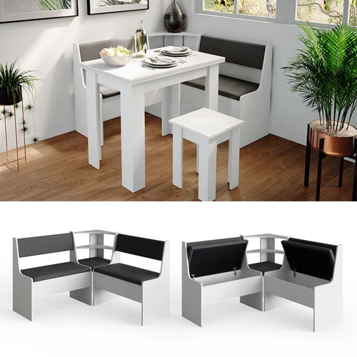 Vicco Roman konyhai sarokpad szett, 120x120 cm, fehér-antracit 