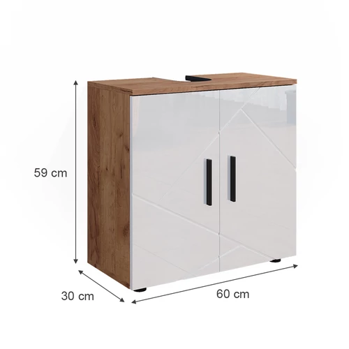 Vicco Irma mosdószekrény, 60 cm, tölgy/fehér