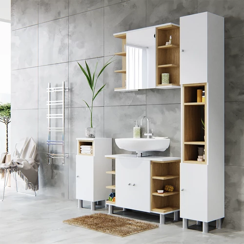 Vicco Aquis nyitott tükrös szekrény 80×64 cm, fehér-sonoma