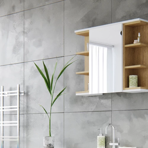 Vicco Aquis nyitott tükrös szekrény 80×64 cm, fehér-sonoma