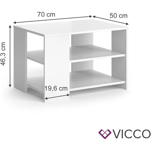 Vicco Eymi dohányzóasztal, 70 cm, fehér