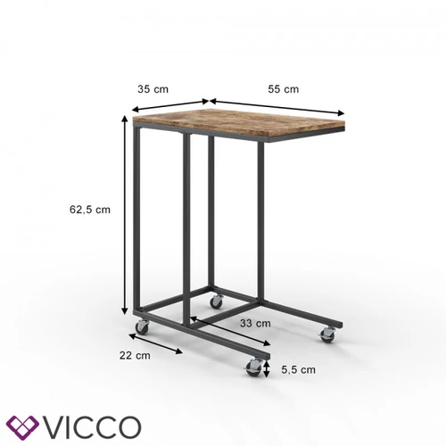 Vicco Fyrk kisasztal, dohányzóasztal kerekekkel