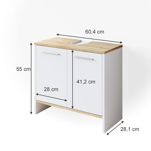 Vicco Elvio mosdószekrény, 60 cm, fehér/sonoma