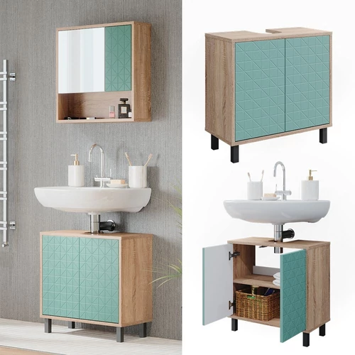 Vicco Agasta mosdószekrény, 56 cm, sonoma/menta