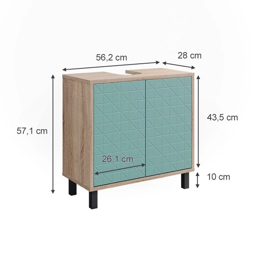 Vicco Agasta mosdószekrény, 56 cm, sonoma/menta