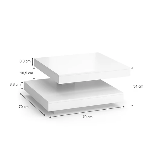 Vicco Elias dohányzóasztal, 70 cm, fehér