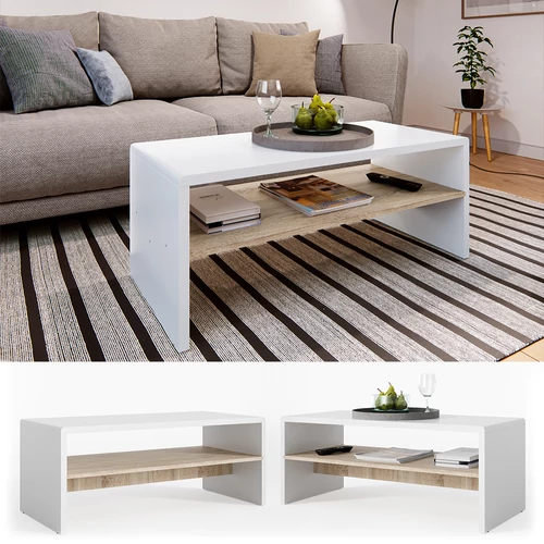 Vicco dohányzóasztal 100 cm, fehér-sonoma
