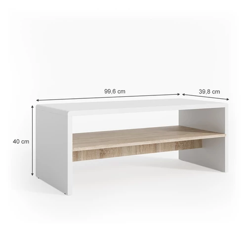 Vicco dohányzóasztal 100 cm, fehér-sonoma