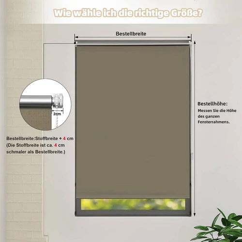 Woltu 70×160 cm hőszigetelő roló, fúrás nélkül, taupe