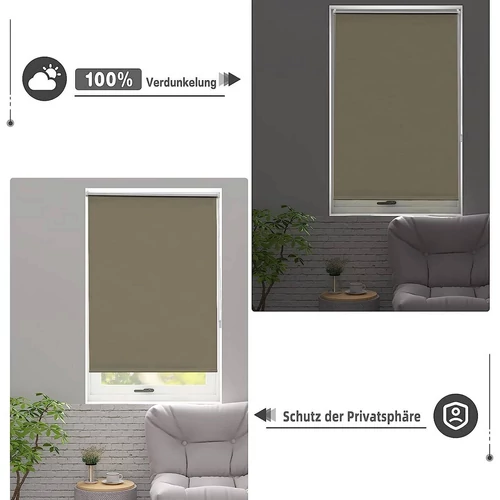 Woltu 70×160 cm hőszigetelő roló, fúrás nélkül, taupe
