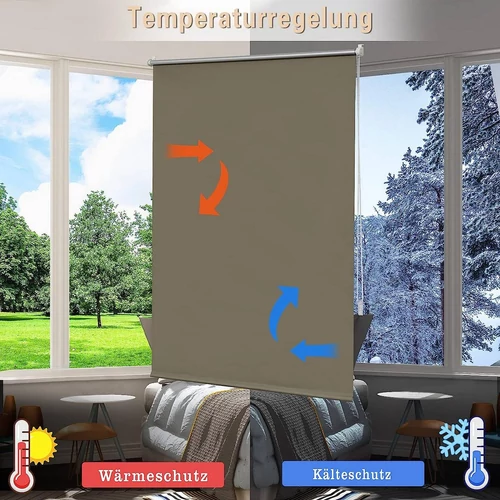 Woltu 70×160 cm hőszigetelő roló, fúrás nélkül, taupe