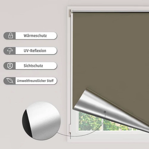 Woltu 70×160 cm hőszigetelő roló, fúrás nélkül, taupe