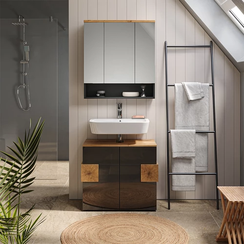 Vicco Eden tükrös szekrény 70x77 cm, antracit/tölgy
