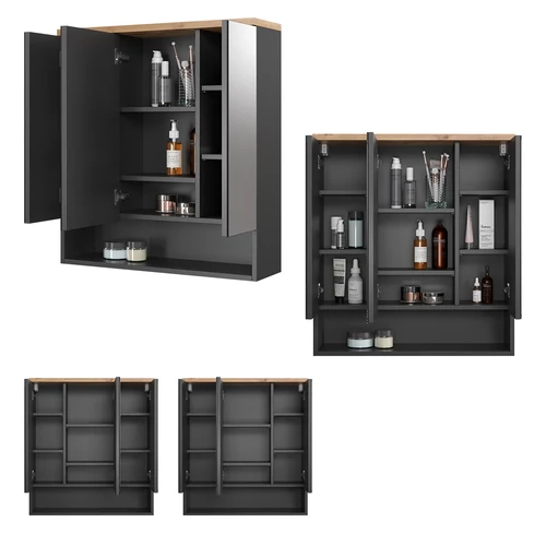 Vicco Eden tükrös szekrény 70x77 cm, antracit/tölgy