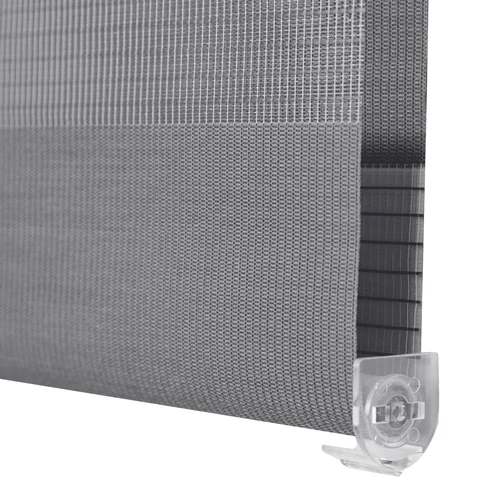 Woltu 70x150 cm sávos roló, dupla roló, zebra roló, fúrás nélkül, sötétszürke, sötétszürke szerelékkel