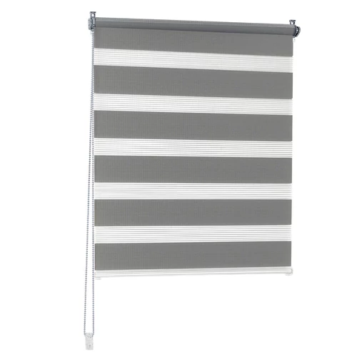 Woltu 70x150 cm sávos roló, dupla roló, zebra roló, fúrás nélkül, sötétszürke, sötétszürke szerelékkel