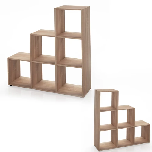 Vicco lépcsős polc 6 rekesszel, sonoma, 104x108x29 cm