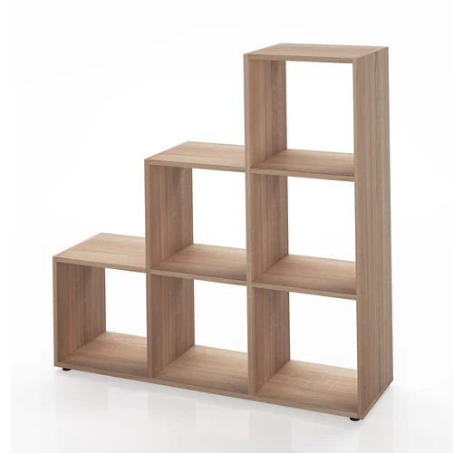Vicco lépcsős polc 6 rekesszel, sonoma, 104x108x29 cm