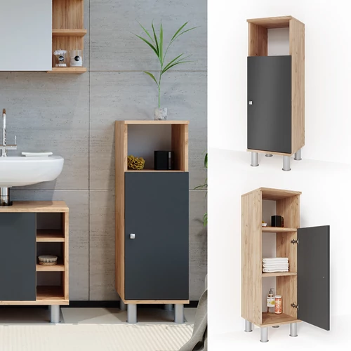 Vicco Fynn midi szekrény, tölgy-antracit, 95 cm